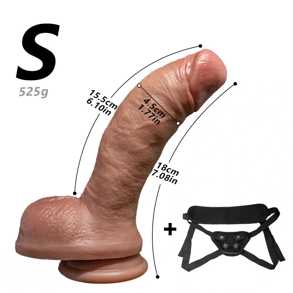 Flesh-tone curved strap-on dildo, photo 18
