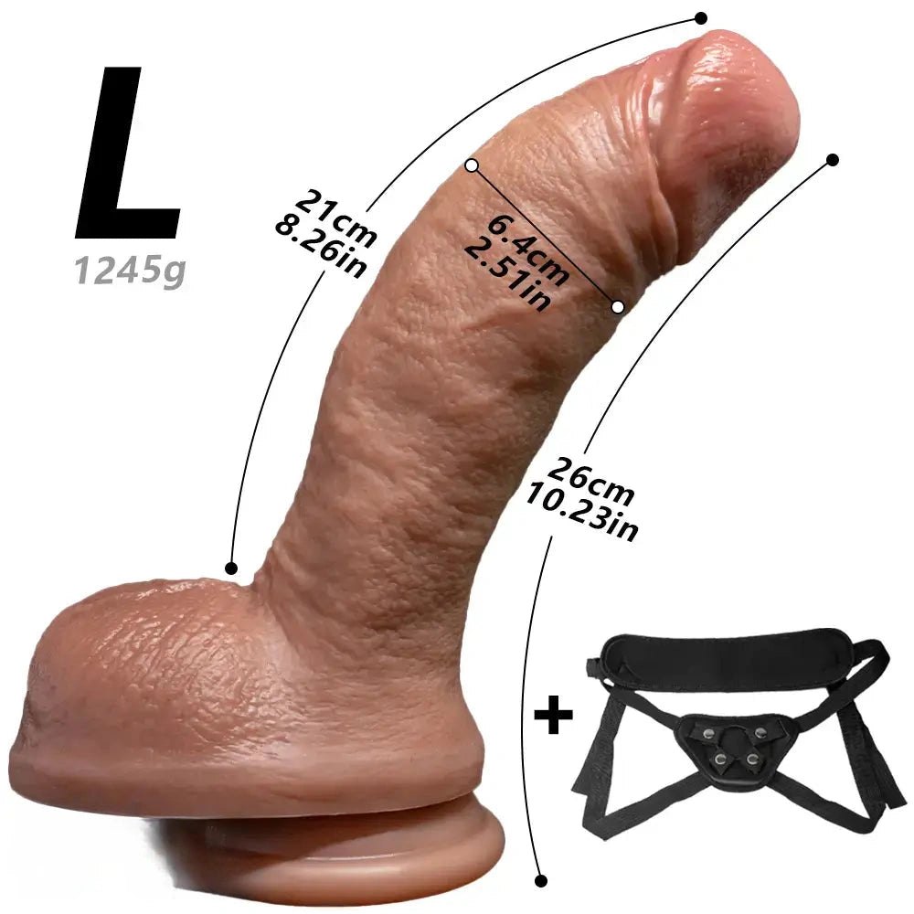 Flesh-tone curved strap-on dildo, photo 20