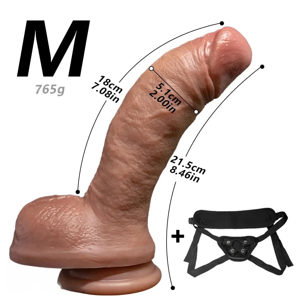 Flesh-tone curved strap-on dildo, photo 21