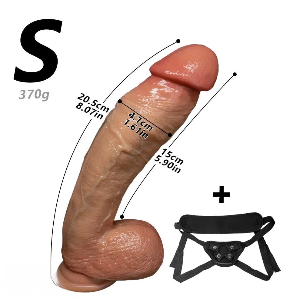 Flesh tone curved strap-on silicone dildo, photo 17