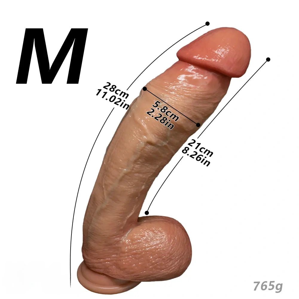 Flesh tone curved strap-on silicone dildo, photo 18