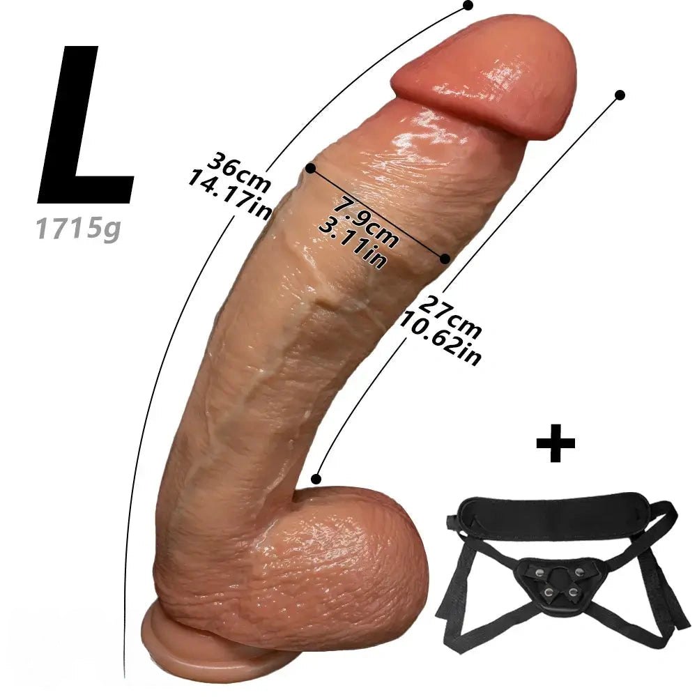 Flesh tone curved strap-on silicone dildo, photo 20