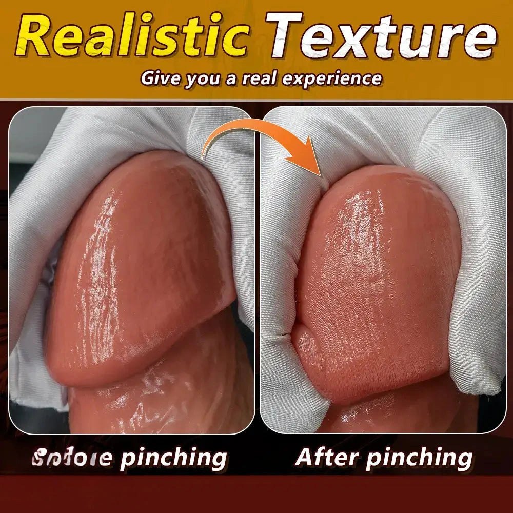 Flesh tone curved strap-on silicone dildo, photo 5