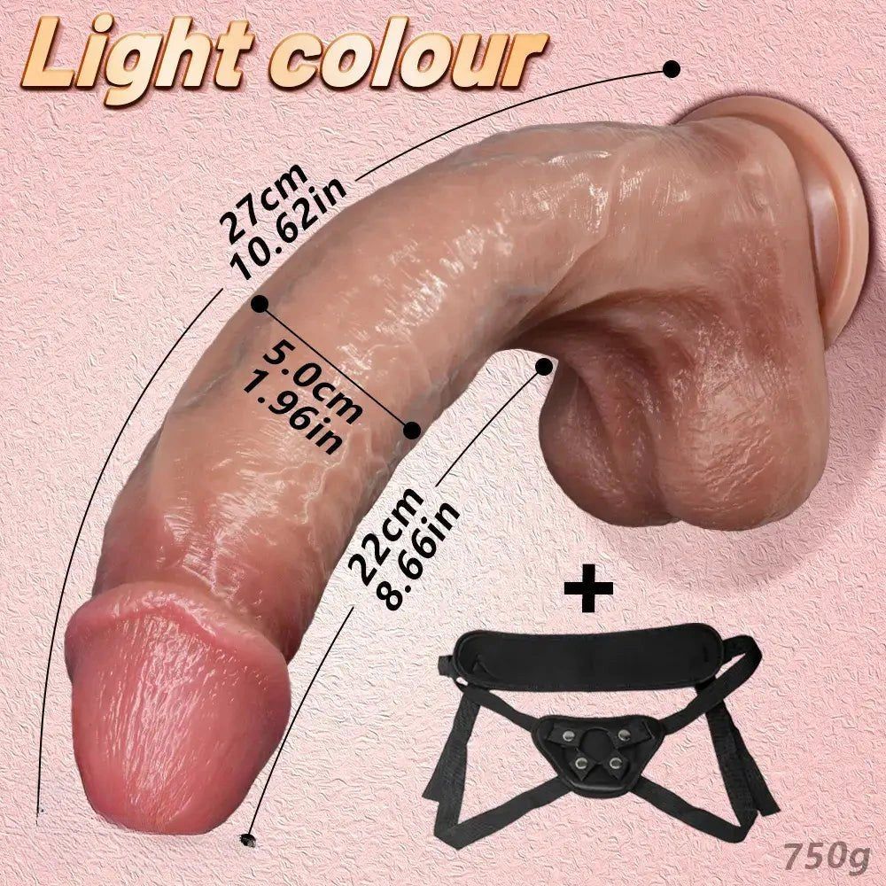 Flesh curved silicone strap-on dildo