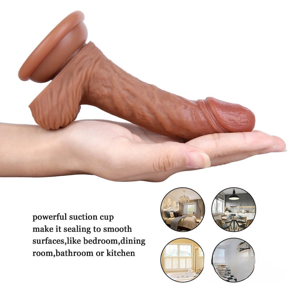 Curved double layer suction cup dildo, photo 4