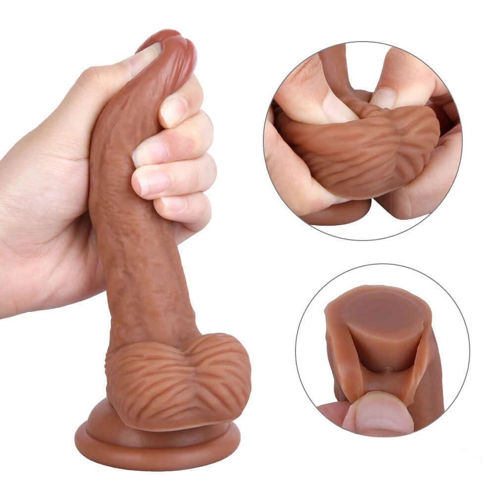 Curved double layer suction cup dildo, photo 8