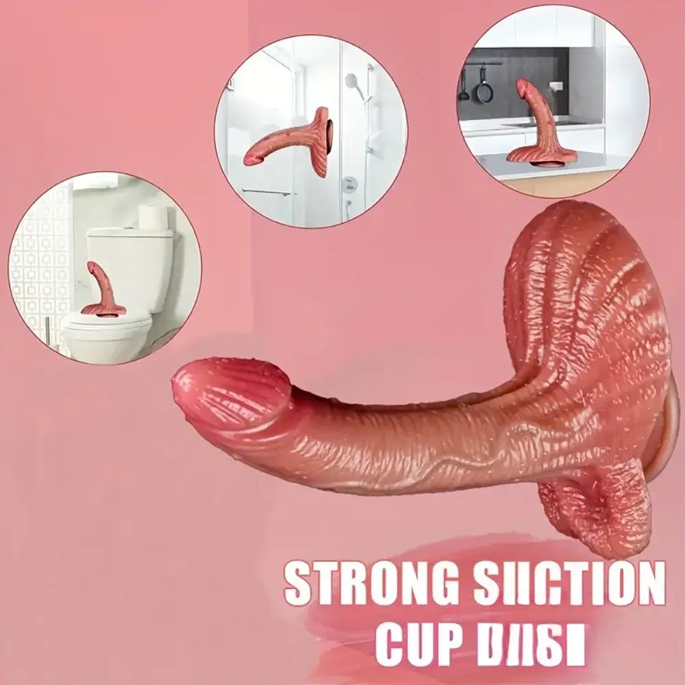 Flesh curved suction cup dildo, photo 3