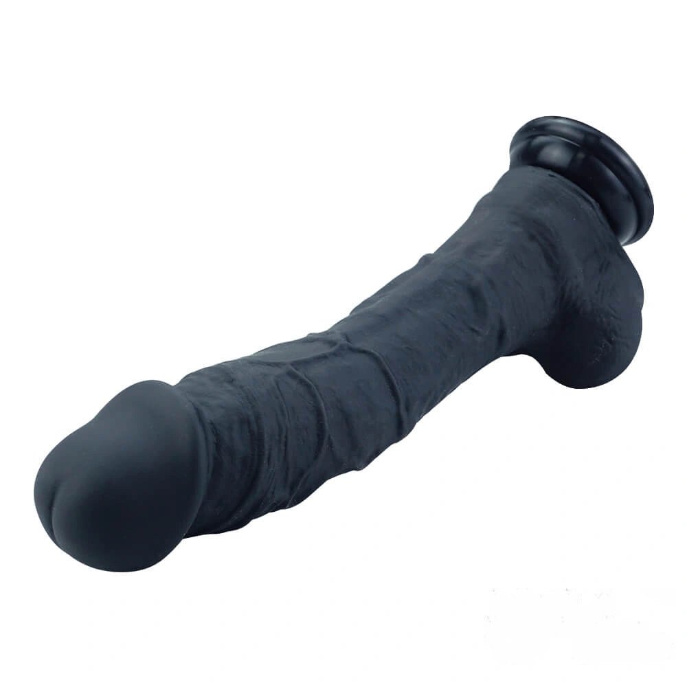 Curved suction cup dildo with raised veins, photo 2