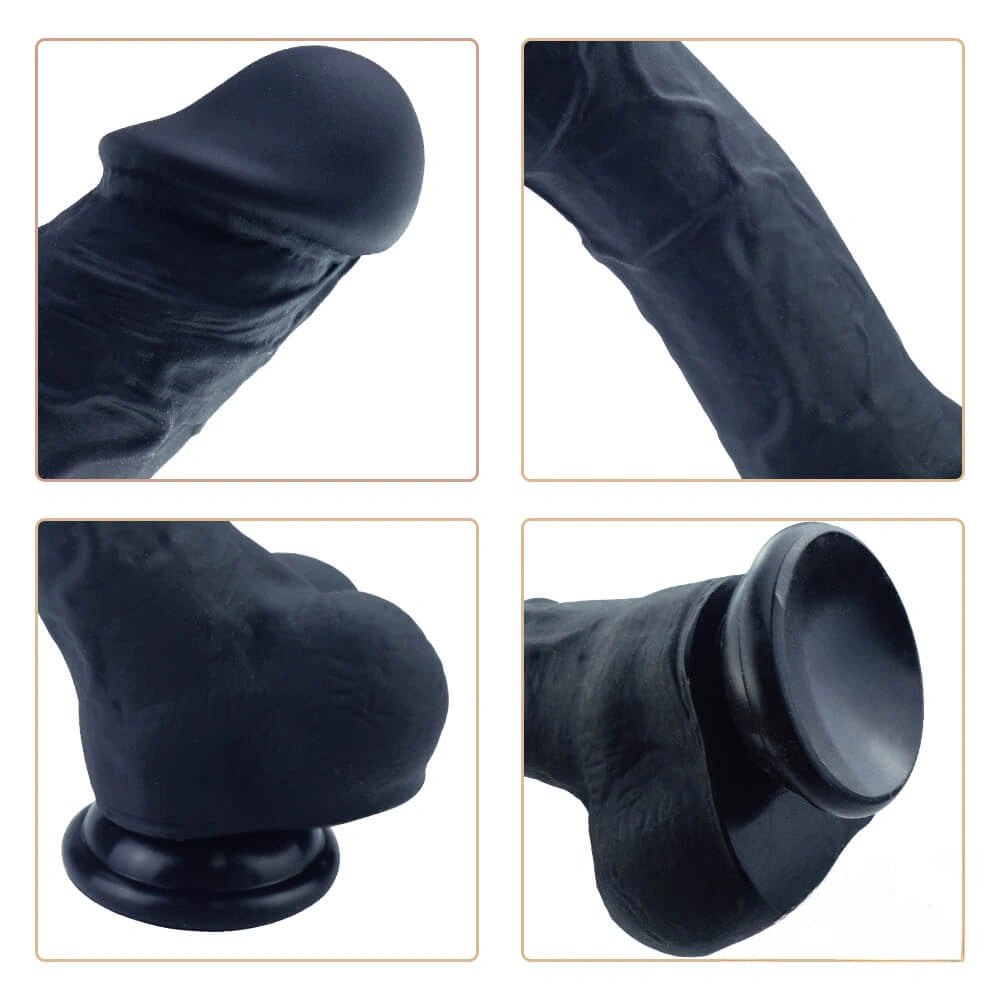 Curved suction cup dildo with raised veins, photo 7