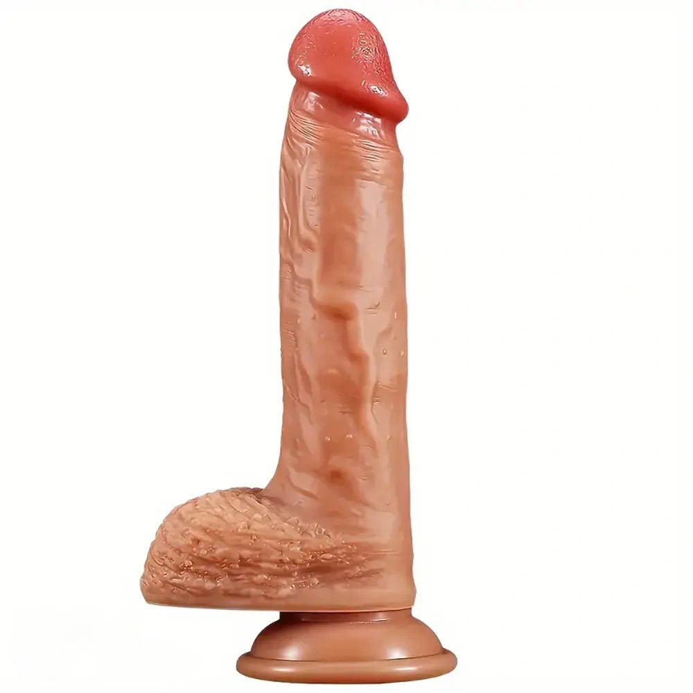 Brown curved suction cup g-spot dildo, photo 1