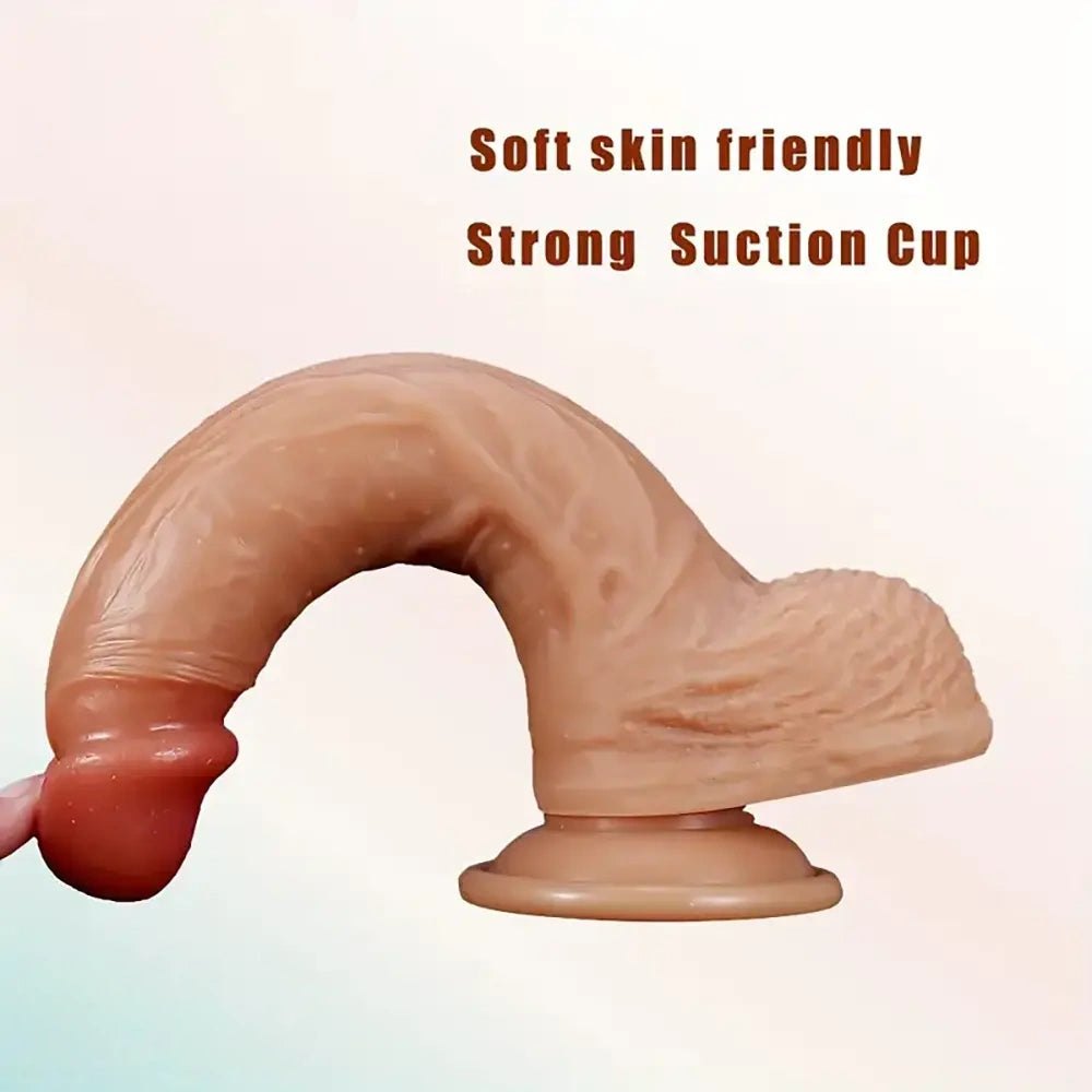 Brown curved suction cup g-spot dildo, photo 5