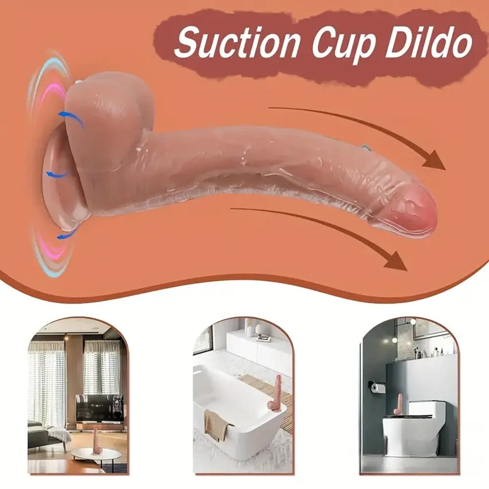 Flesh tone curved silicone suction cup dildo, photo 5
