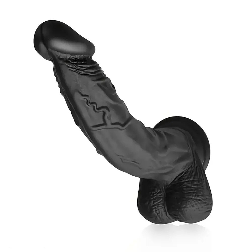 Black curved suction cup realistic dildo, photo 1