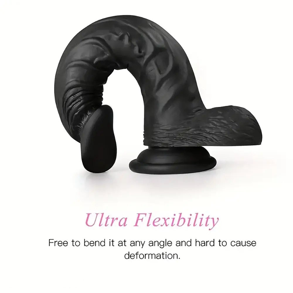 Black curved suction cup realistic dildo, photo 2