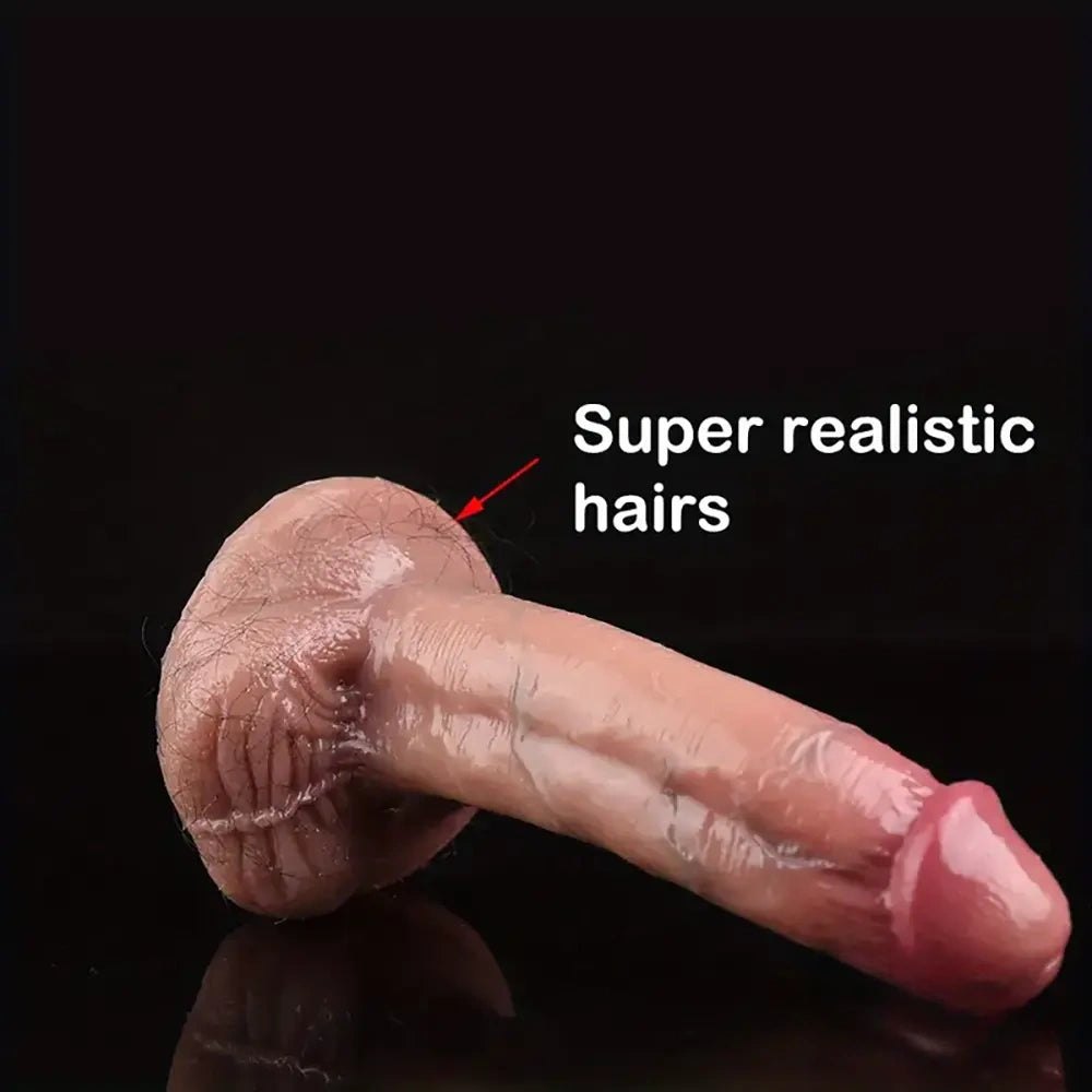 Flesh-toned curved silicone dildo with suction cup base, photo 10