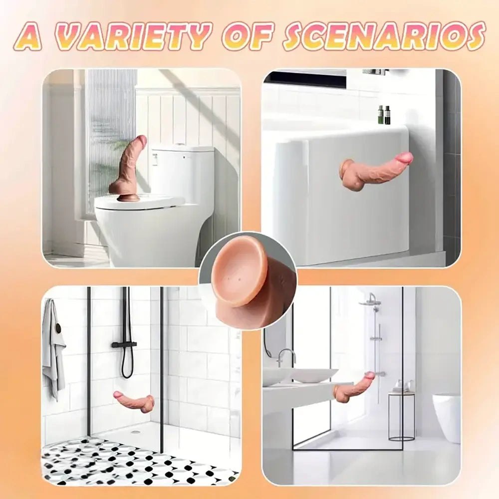 Flesh curved suction cup dildo, photo 3
