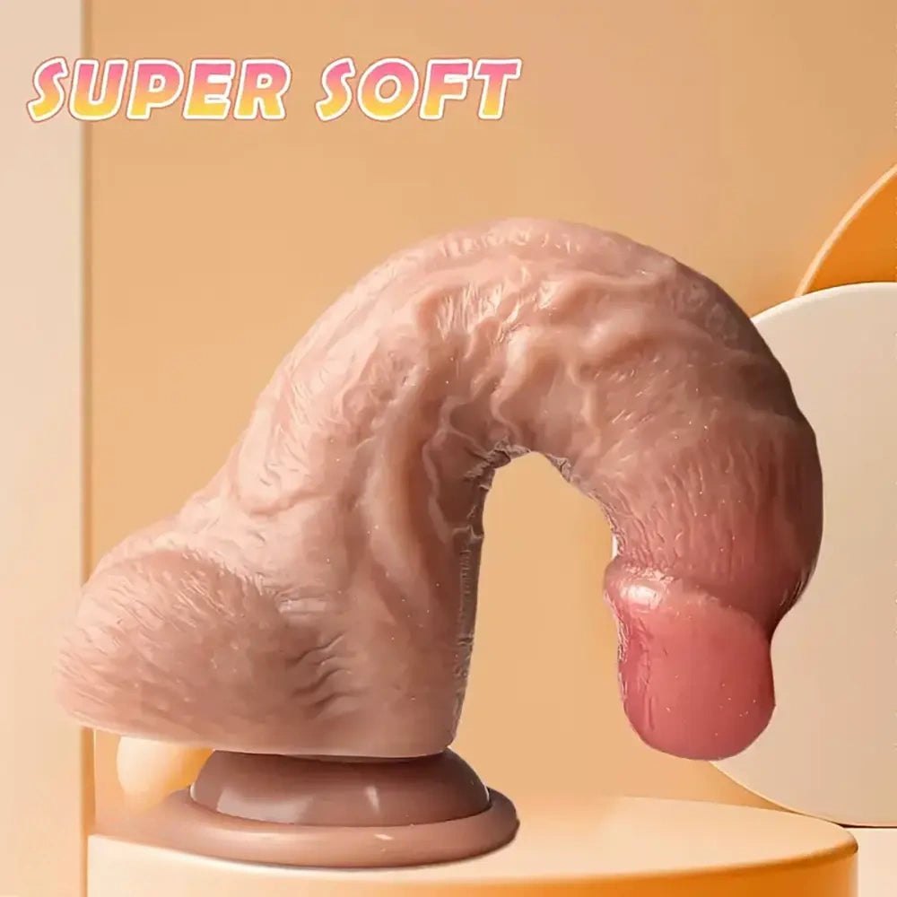 Flesh curved suction cup dildo, photo 6
