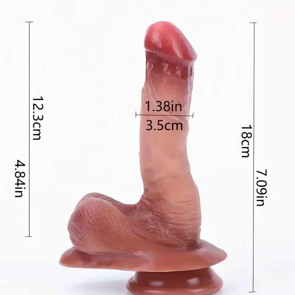 Flesh tone curved suction cup silicone dildo, photo 7