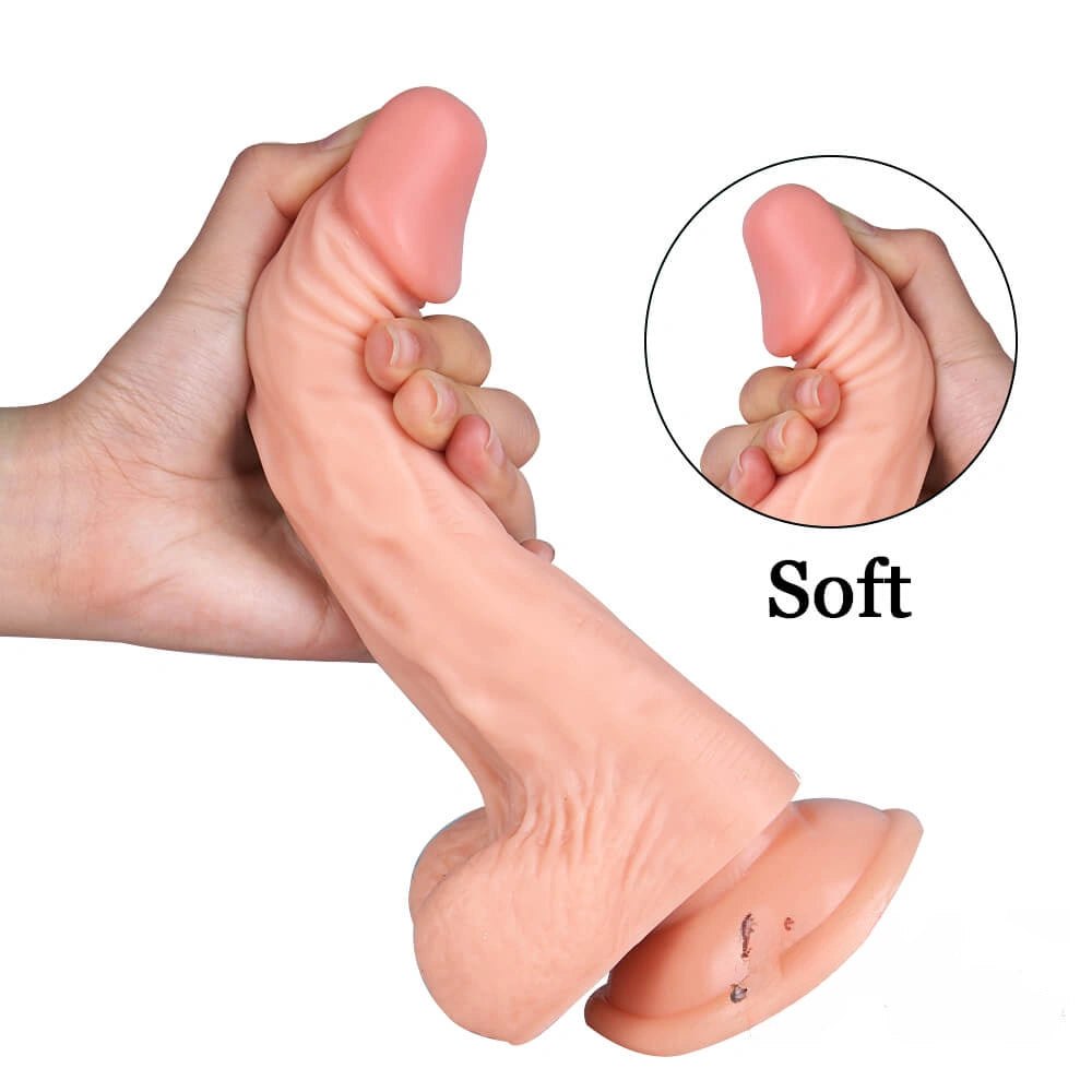 Flesh-tone curved PVC realistic dildo, photo 7