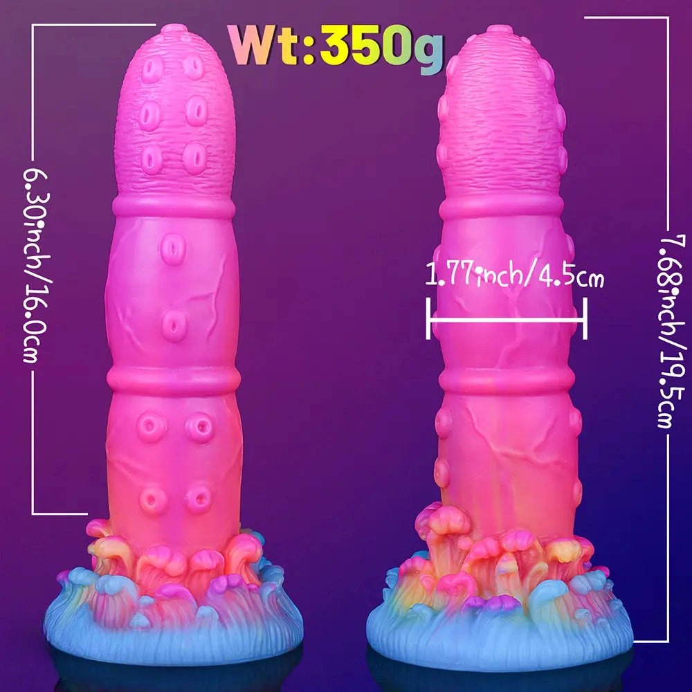 Purple and purple curved tentacle fantasy dildo