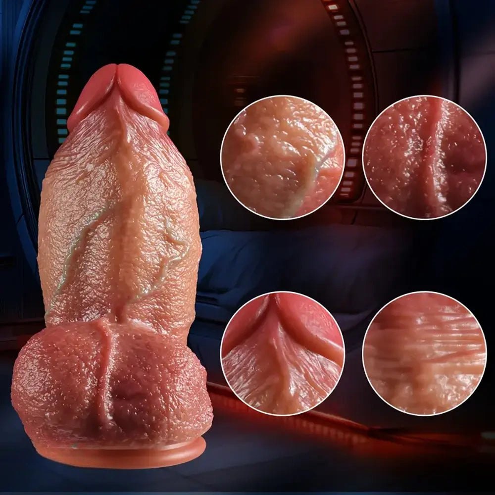 Flesh-tone curved thick silicone dildo, photo 5