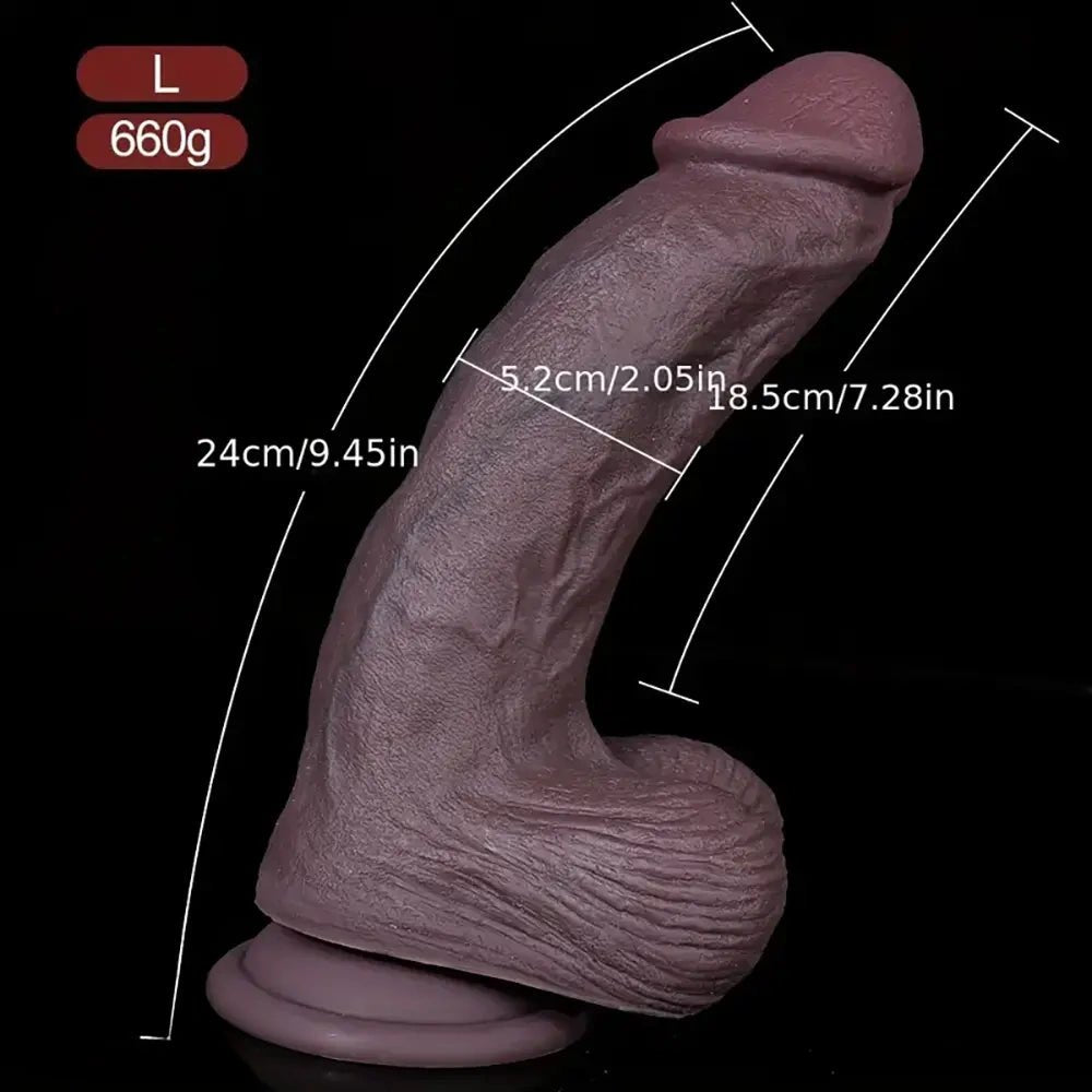 Coffee tone curved realistic silicone dildo, photo 10