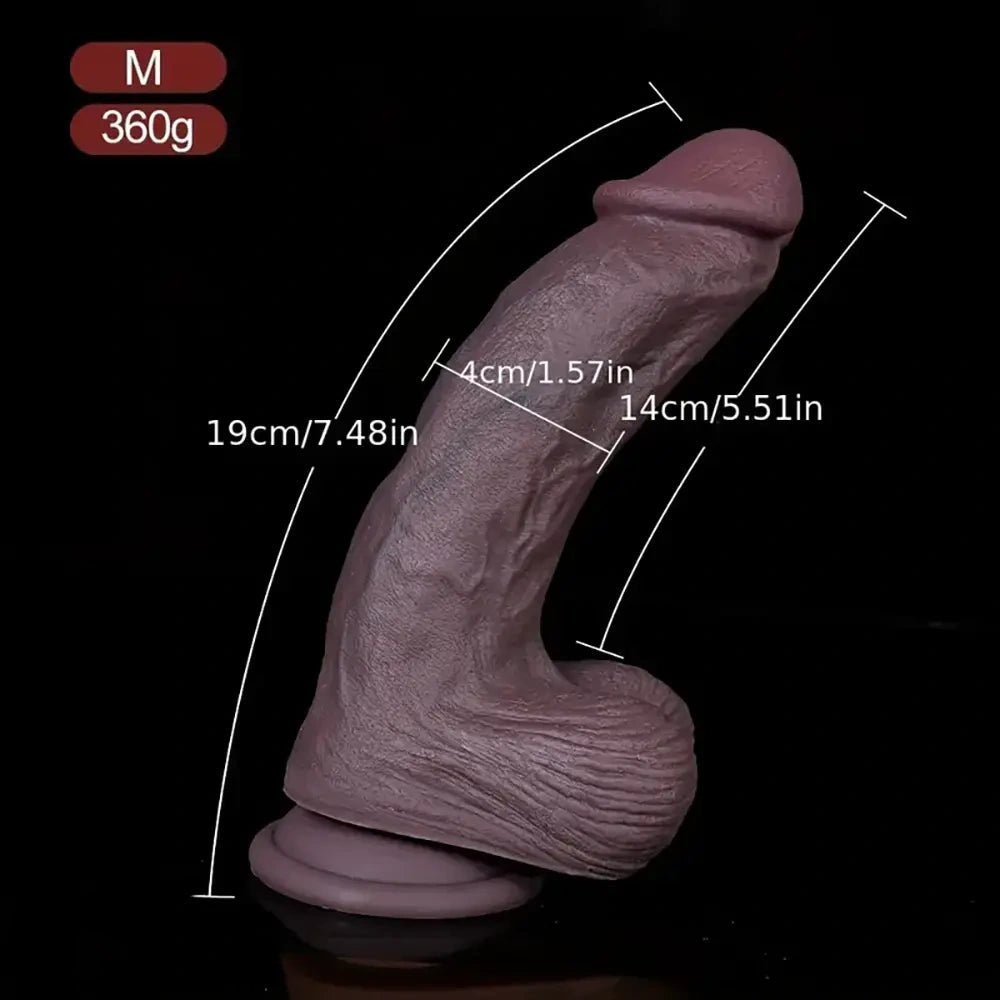 Coffee tone curved realistic silicone dildo, photo 11