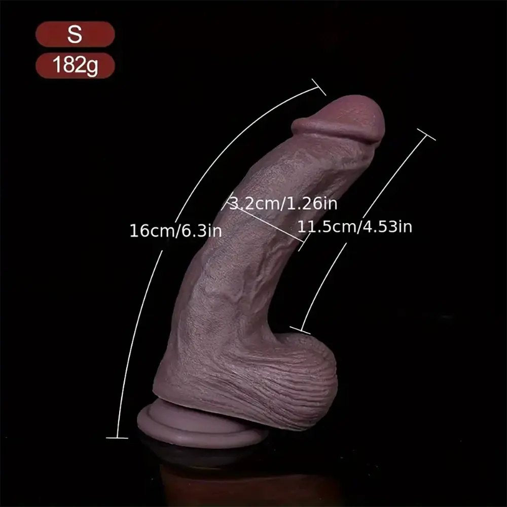 Coffee tone curved realistic silicone dildo, photo 4