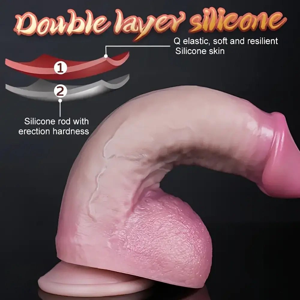 Curved thick silicone dildo with suction cup base, photo 5