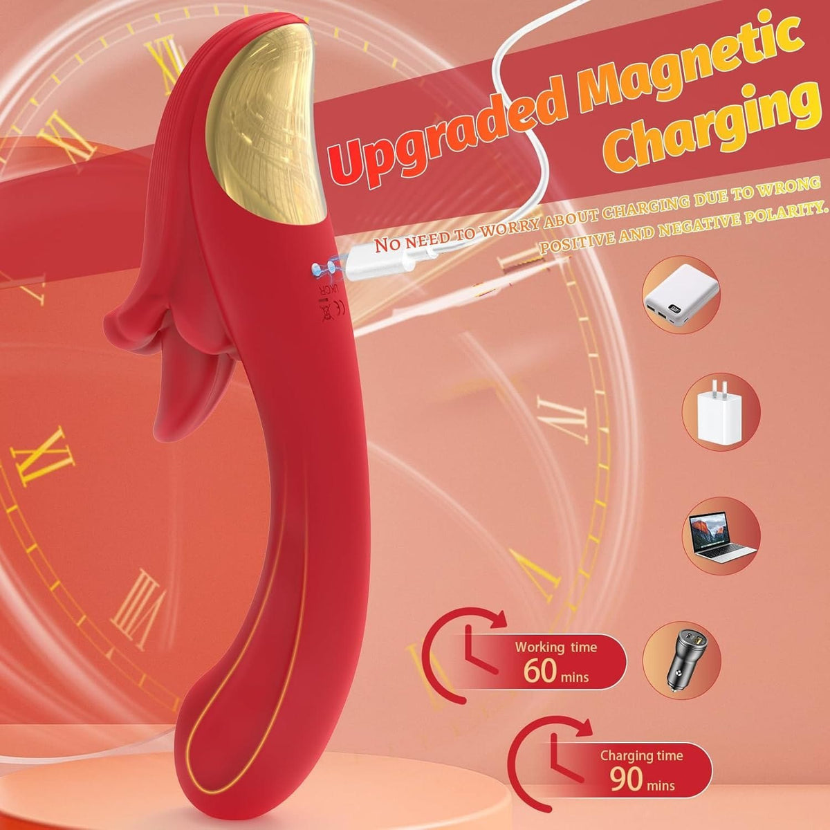 Red curved tongue licking g-spot vibrator, photo 6
