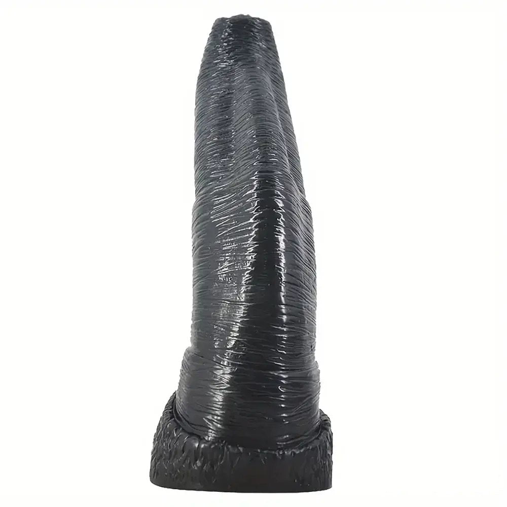 Black curved ribbed pvc anal expander dildo