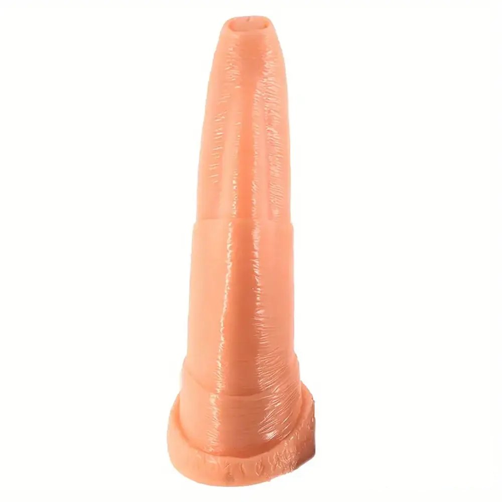 Flesh curved ribbed pvc anal expander dildo