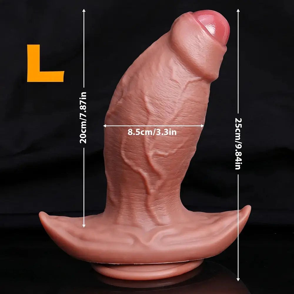 Purple and pink curved uncut dildo, photo 11