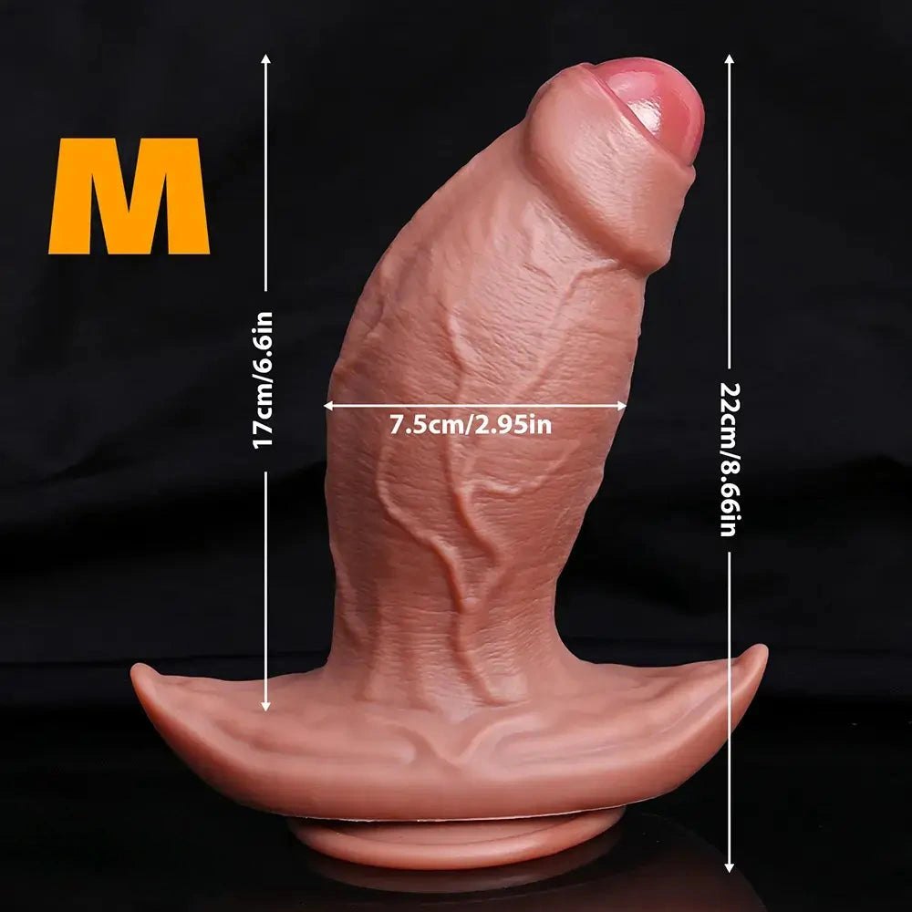 Purple and pink curved uncut dildo, photo 12