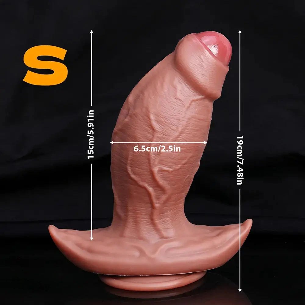 Purple and pink curved uncut dildo, photo 13