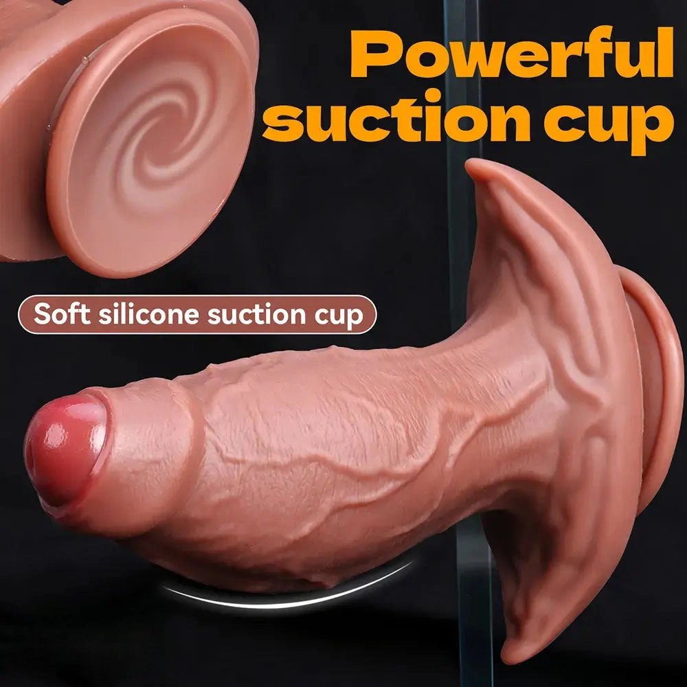 Purple and pink curved uncut dildo, photo 5