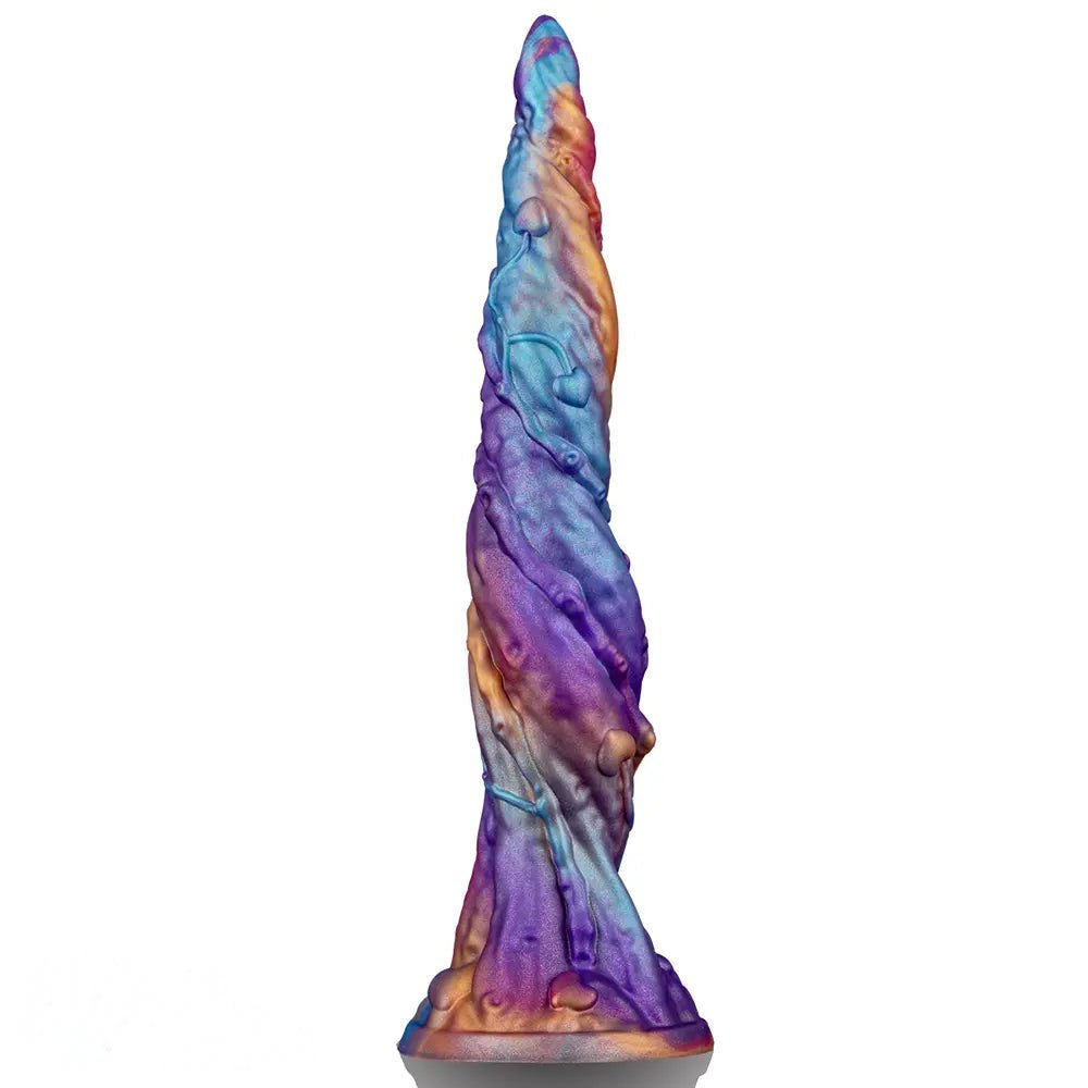 Iridescent purple and blue curved fantasy dildo, photo 1