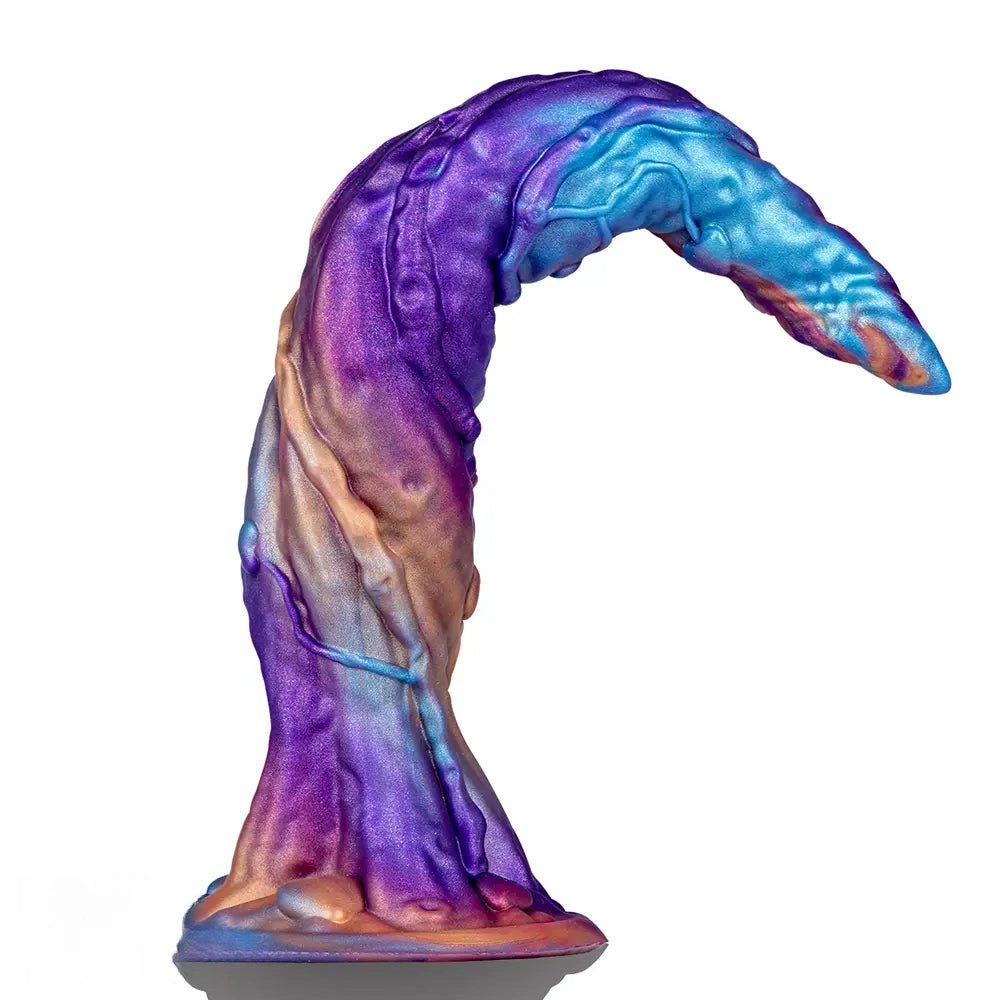 Iridescent purple and blue curved fantasy dildo, photo 2