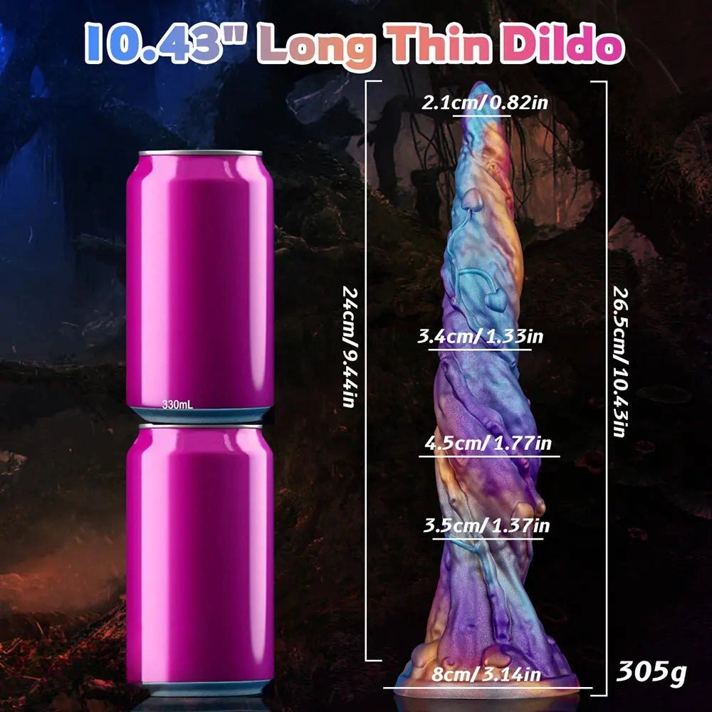 Iridescent purple and blue curved fantasy dildo, photo 4