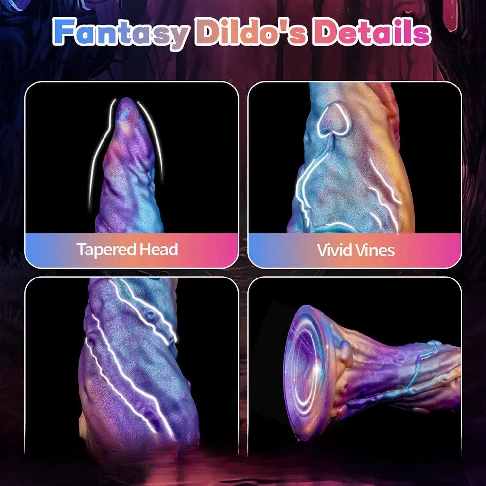 Iridescent purple and blue curved fantasy dildo, photo 5