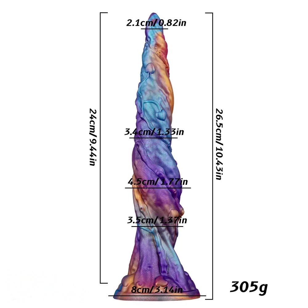 Iridescent purple and blue curved fantasy dildo, photo 9