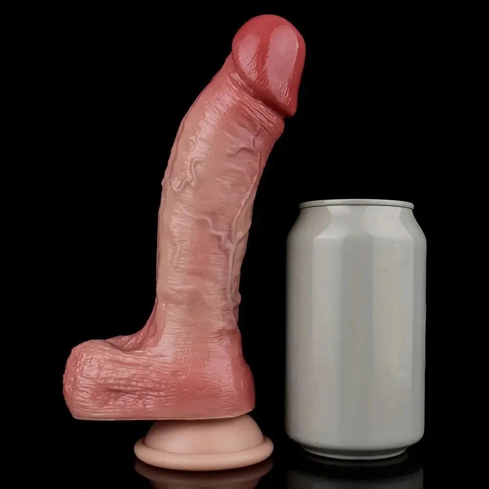 Flesh curved veiny realistic dildo, photo 13