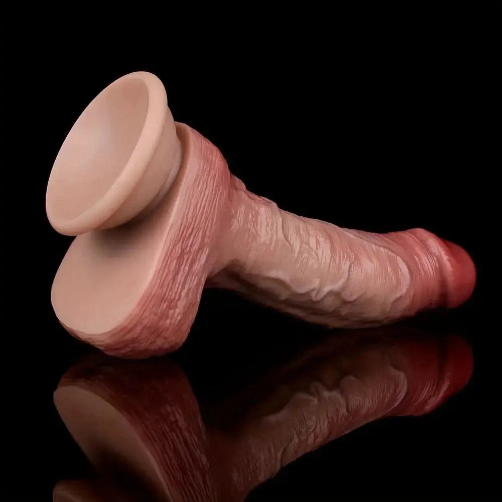 Flesh curved veiny realistic dildo, photo 4
