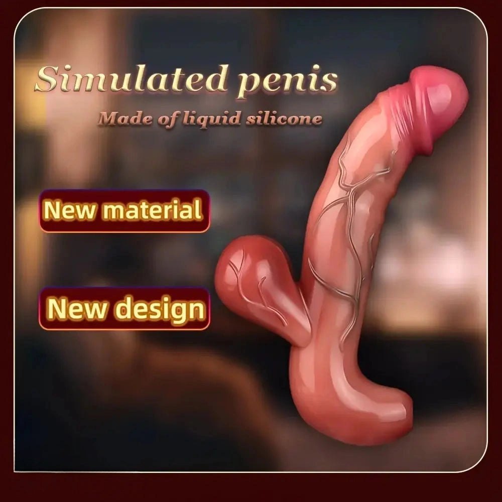 Flesh tone curved realistic silicone dildo, photo 4
