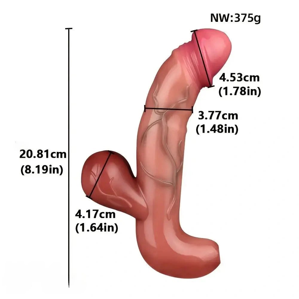 Flesh tone curved realistic silicone dildo, photo 5