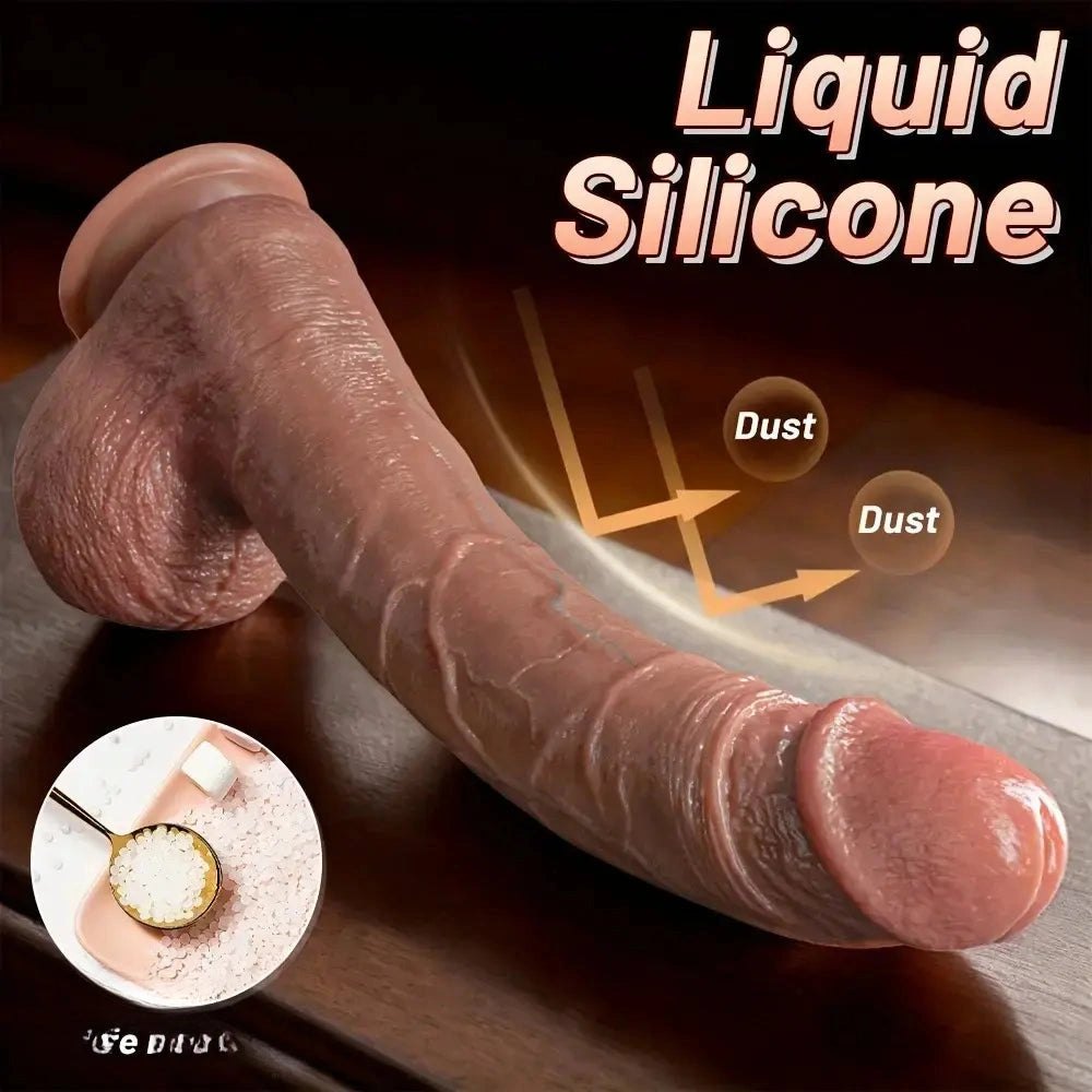 Curved wearable strap-on dildo with flared harness base, photo 11