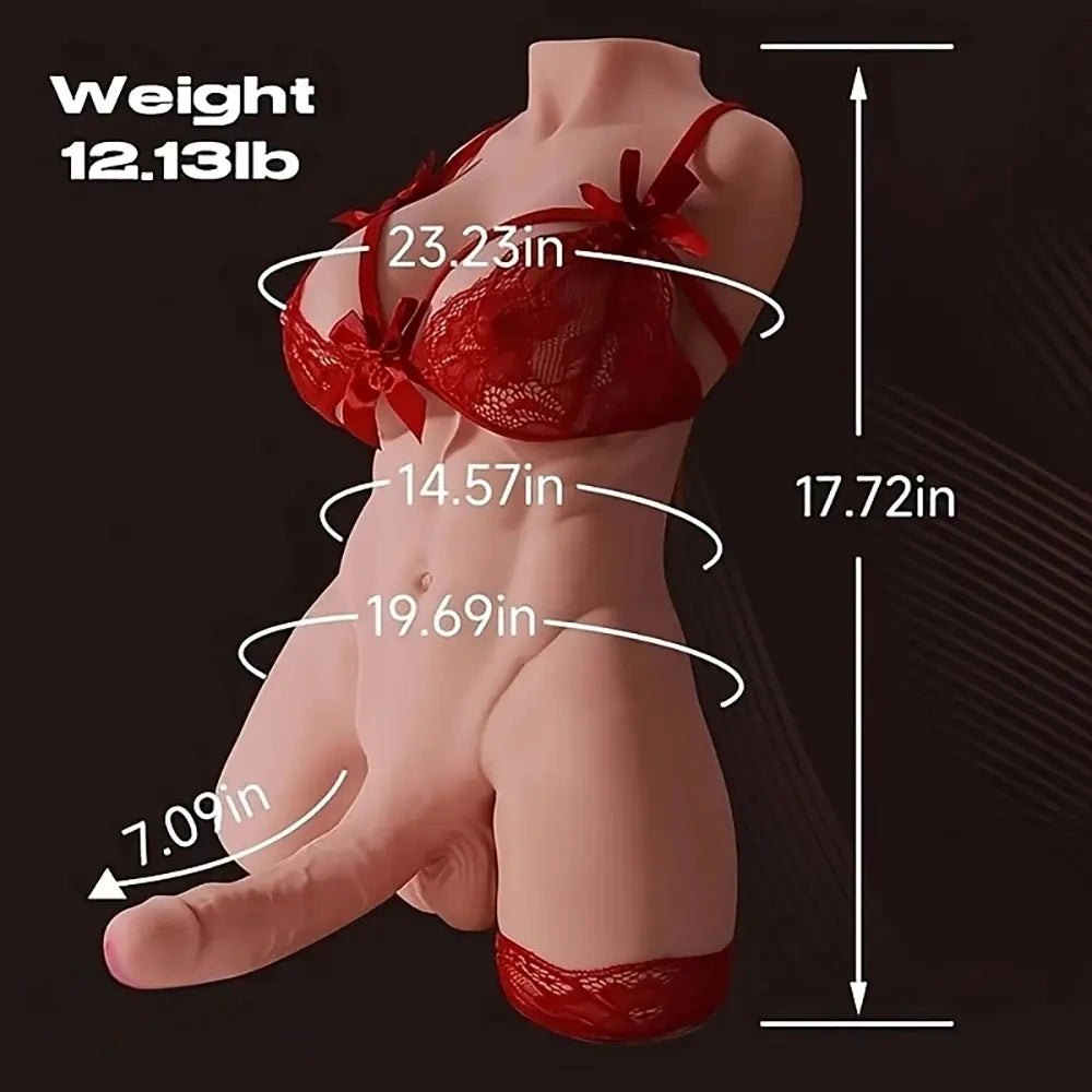 Flesh tone curvy torso doll with attached dildo, photo 5