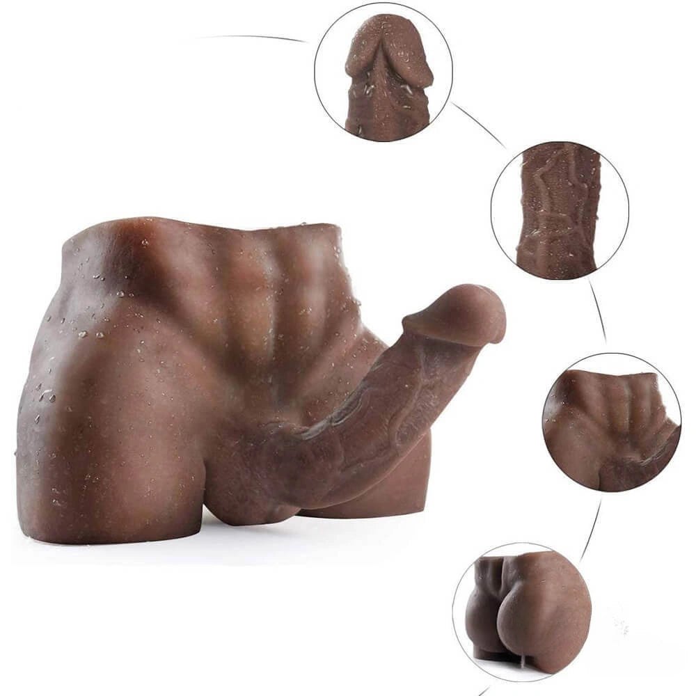 Brown curvy torso with attached dildo, photo 2
