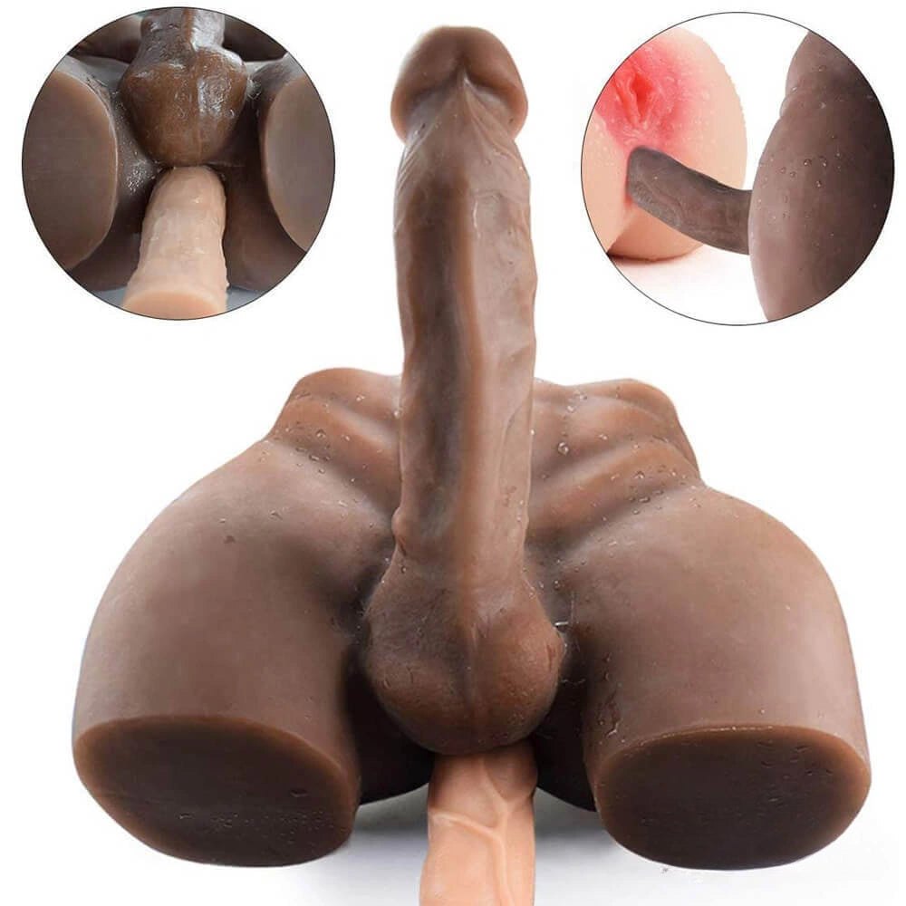Brown curvy torso with attached dildo, photo 4