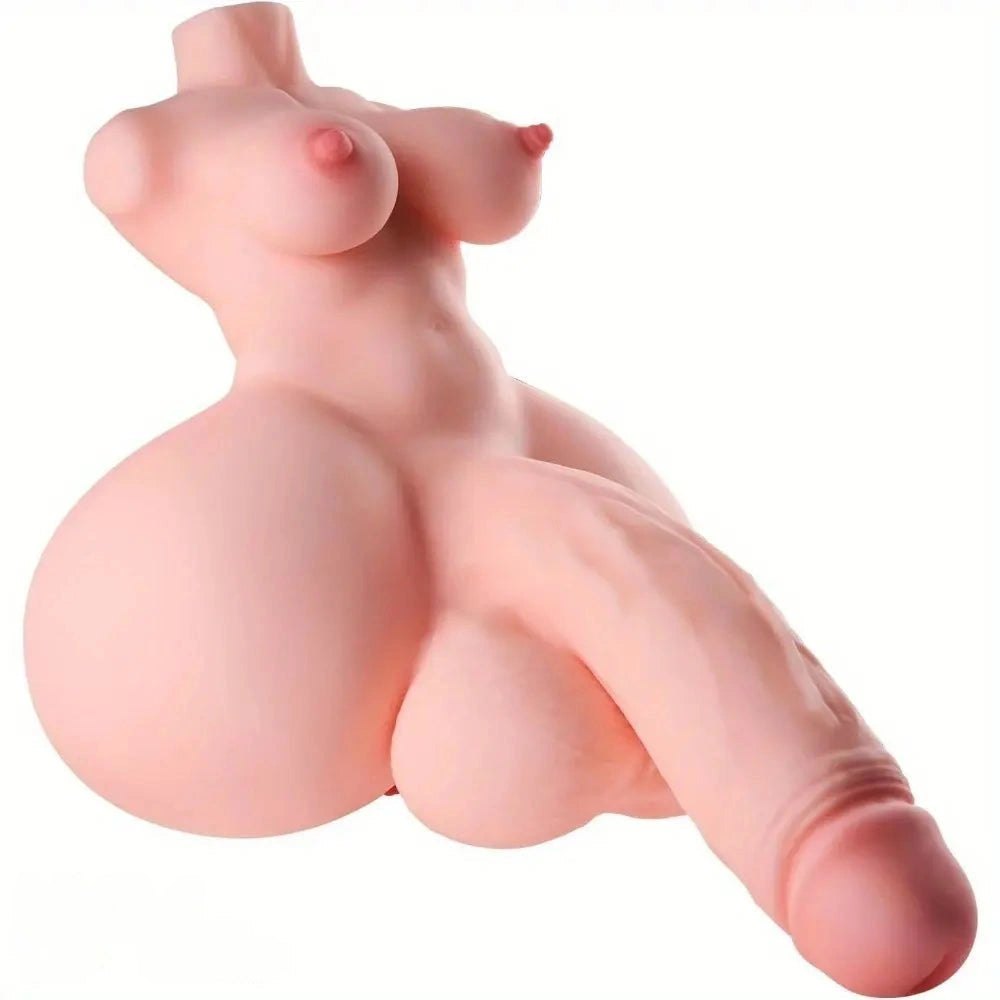 Flesh silicone torso masturbator with dildo, photo 1